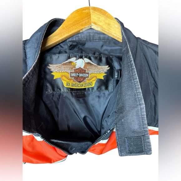 Vintage Harley-Davidson Men's XXL Nylon Racing Jacket Made in USA Black & Orange - Picture 5 of 9